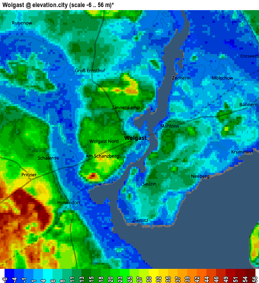 Zoom OUT 2x Wolgast, Germany elevation map