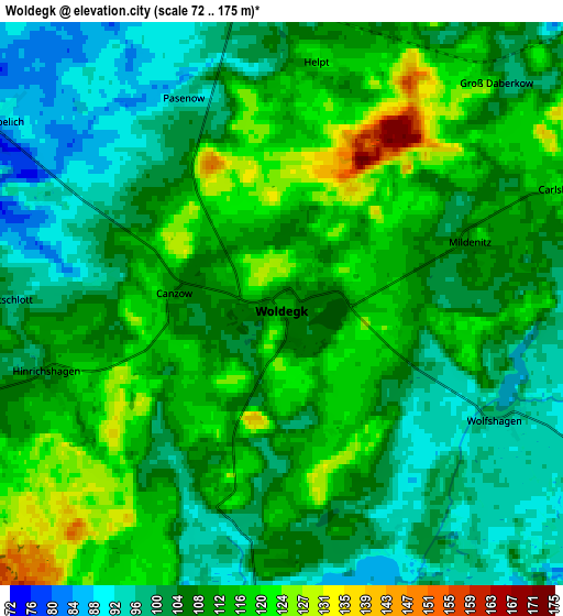 Zoom OUT 2x Woldegk, Germany elevation map