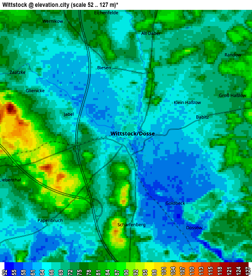 Zoom OUT 2x Wittstock, Germany elevation map