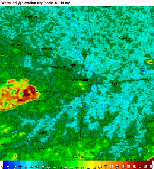 Zoom OUT 2x Wittmund, Germany elevation map