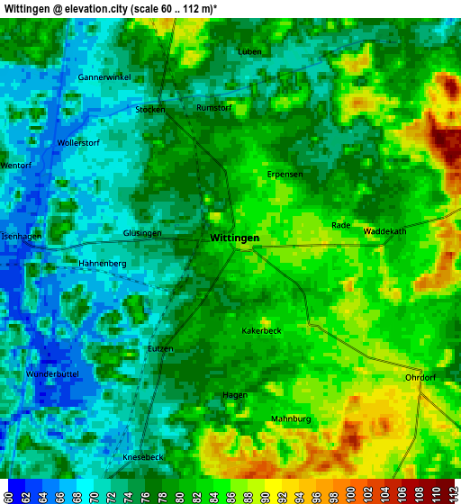 Zoom OUT 2x Wittingen, Germany elevation map