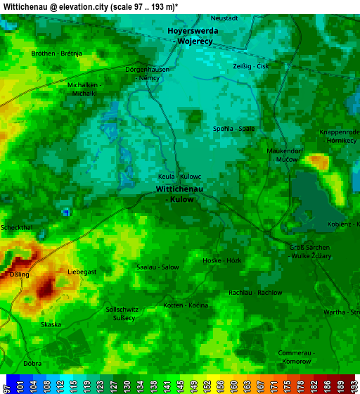 Zoom OUT 2x Wittichenau, Germany elevation map