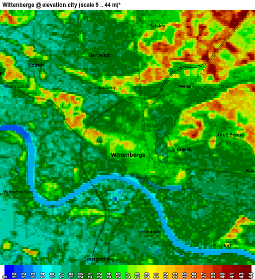 Zoom OUT 2x Wittenberge, Germany elevation map