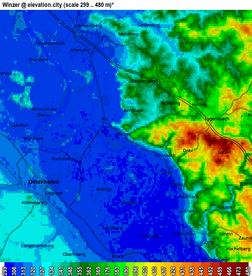 Zoom OUT 2x Winzer, Germany elevation map