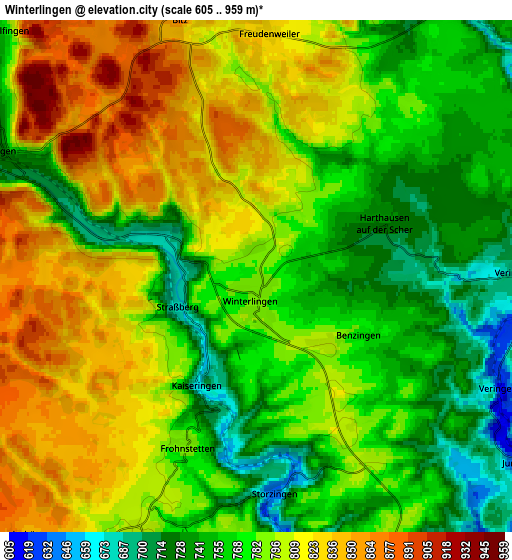 Zoom OUT 2x Winterlingen, Germany elevation map