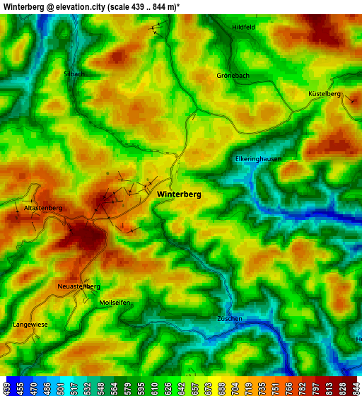 Zoom OUT 2x Winterberg, Germany elevation map