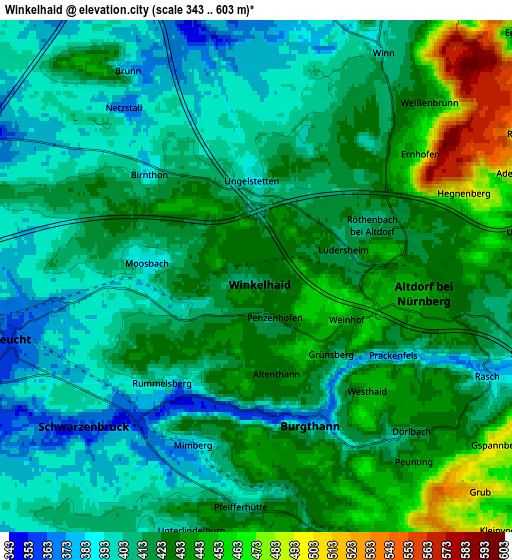 Zoom OUT 2x Winkelhaid, Germany elevation map