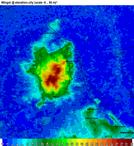 Zoom OUT 2x Wingst, Germany elevation map