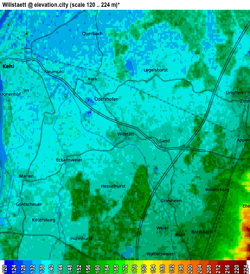 Zoom OUT 2x Willstätt, Germany elevation map