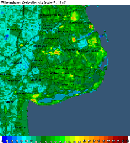 Zoom OUT 2x Wilhelmshaven, Germany elevation map