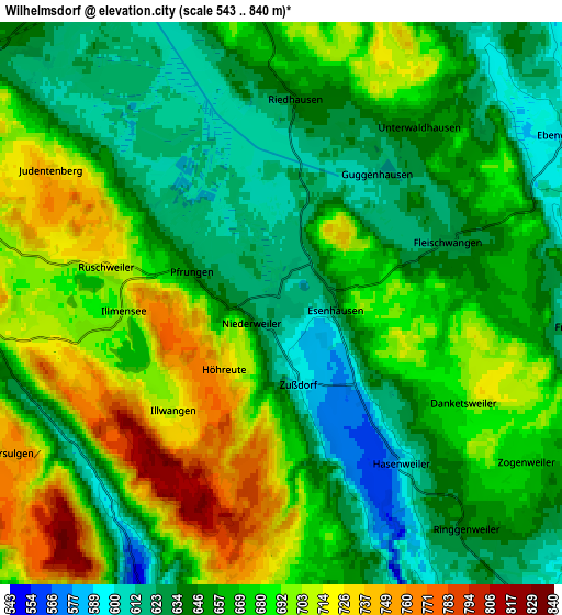 Zoom OUT 2x Wilhelmsdorf, Germany elevation map