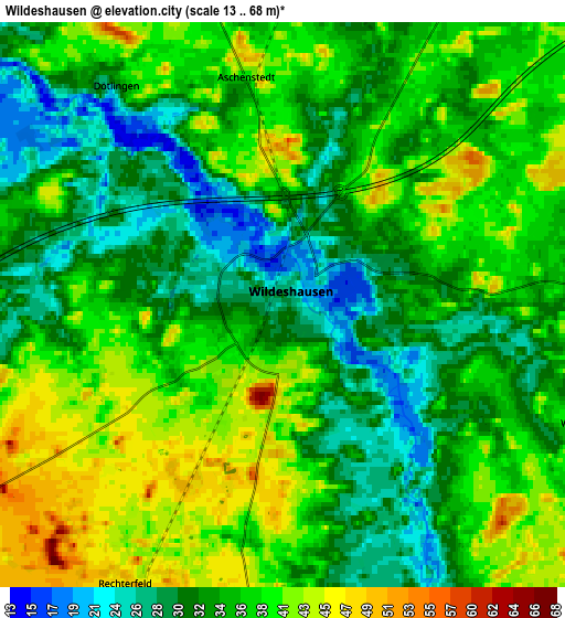 Zoom OUT 2x Wildeshausen, Germany elevation map