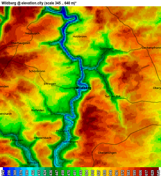 Zoom OUT 2x Wildberg, Germany elevation map