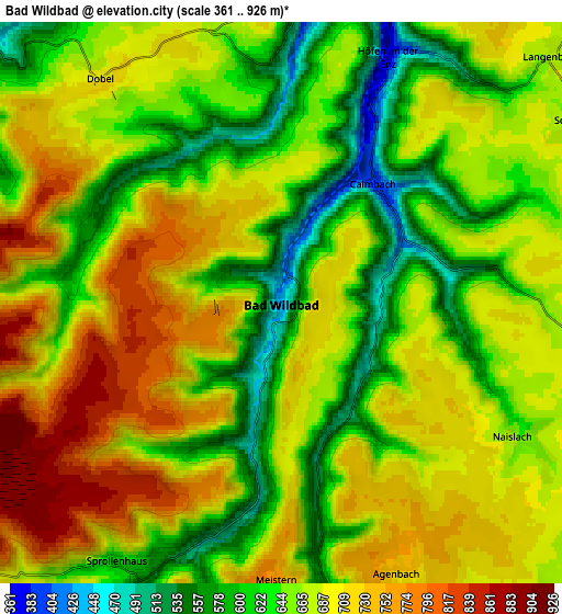 Zoom OUT 2x Bad Wildbad, Germany elevation map