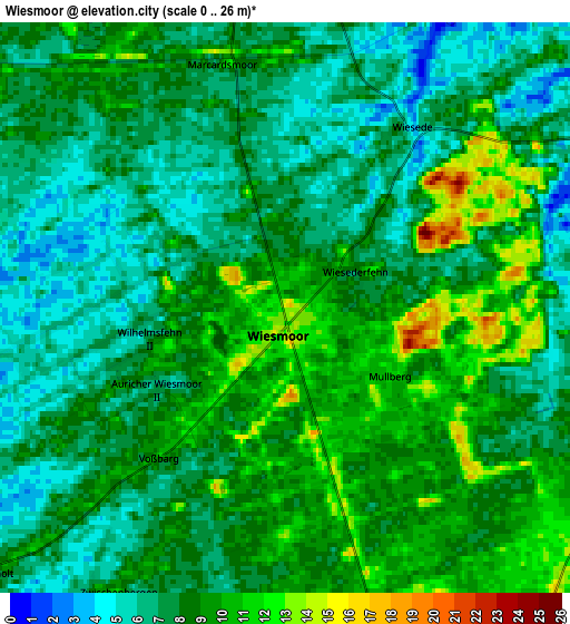 Zoom OUT 2x Wiesmoor, Germany elevation map