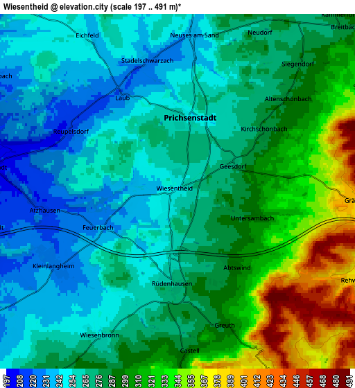 Zoom OUT 2x Wiesentheid, Germany elevation map