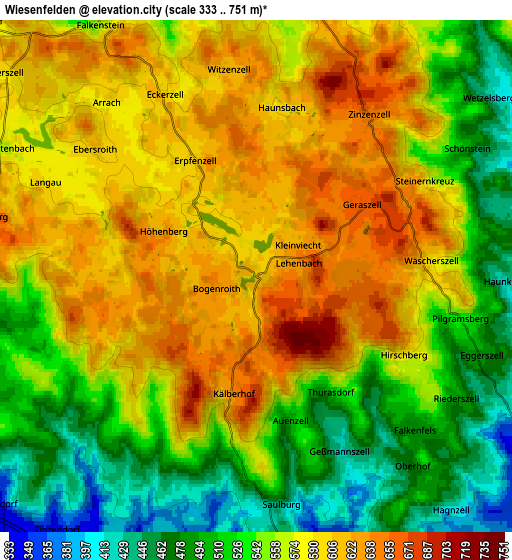 Zoom OUT 2x Wiesenfelden, Germany elevation map