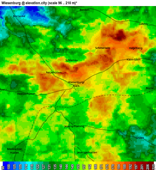 Zoom OUT 2x Wiesenburg, Germany elevation map