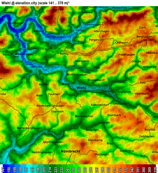 Zoom OUT 2x Wiehl, Germany elevation map