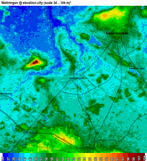 Zoom OUT 2x Wettringen, Germany elevation map