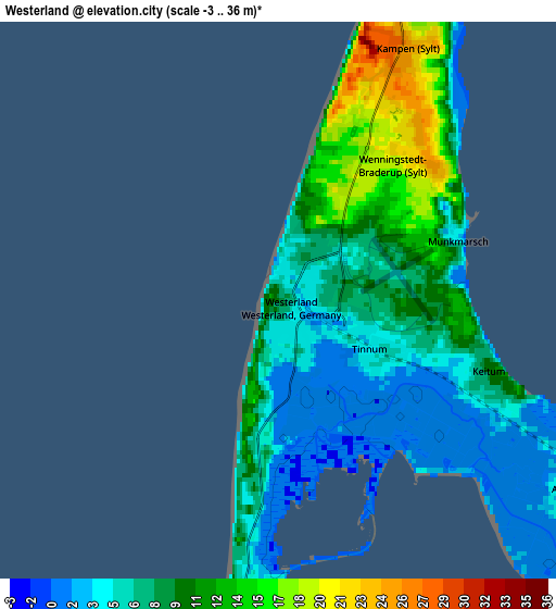 Zoom OUT 2x Westerland, Germany elevation map