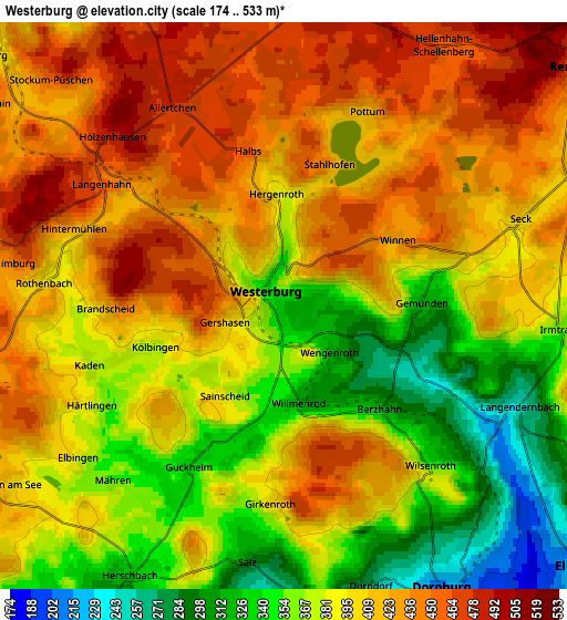 Zoom OUT 2x Westerburg, Germany elevation map