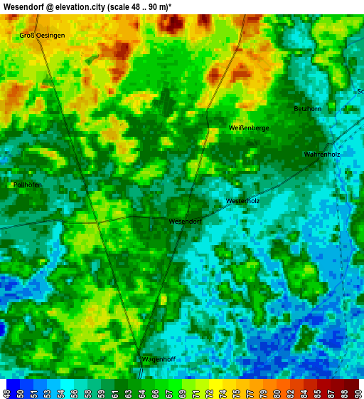 Zoom OUT 2x Wesendorf, Germany elevation map