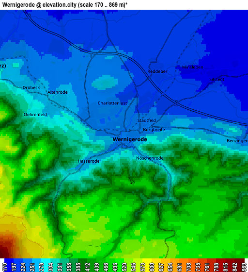 Zoom OUT 2x Wernigerode, Germany elevation map