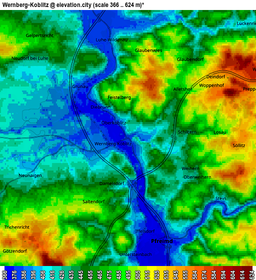 Zoom OUT 2x Wernberg-Köblitz, Germany elevation map