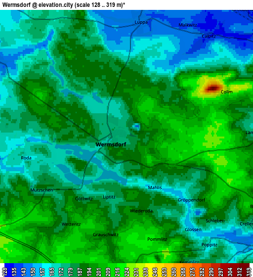 Zoom OUT 2x Wermsdorf, Germany elevation map