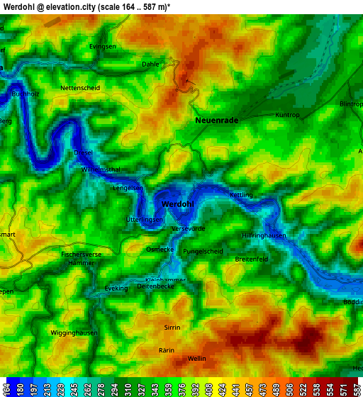 Zoom OUT 2x Werdohl, Germany elevation map