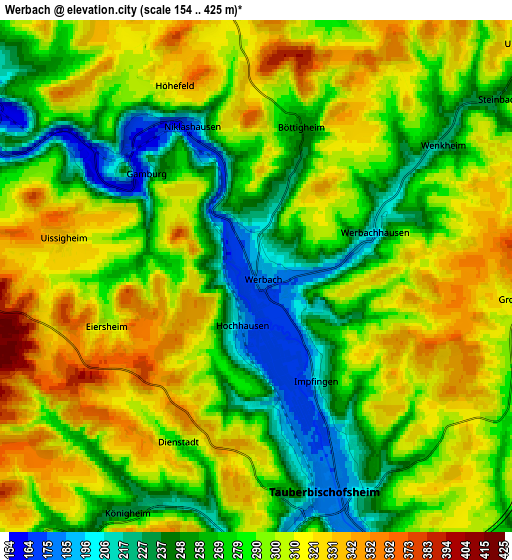 Zoom OUT 2x Werbach, Germany elevation map