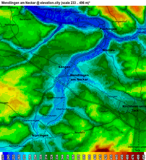 Zoom OUT 2x Wendlingen am Neckar, Germany elevation map