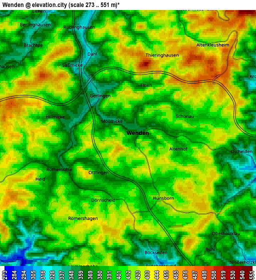 Zoom OUT 2x Wenden, Germany elevation map