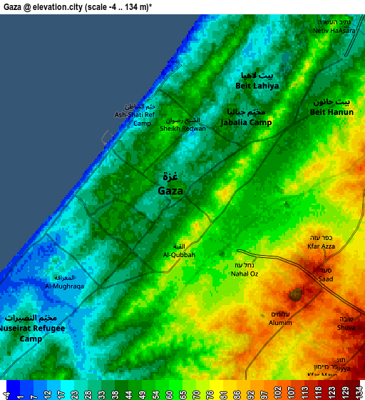 Zoom OUT 2x Gaza, Palestinian Territory elevation map