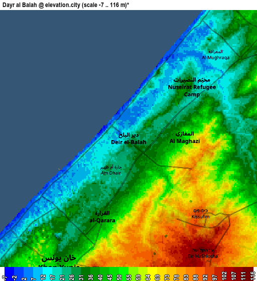 Zoom OUT 2x Dayr al Balaḩ, Palestinian Territory elevation map