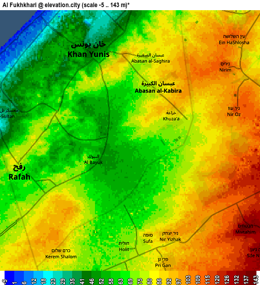 Zoom OUT 2x Al Fukhkhārī, Palestinian Territory elevation map