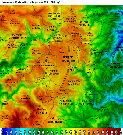 Zoom OUT 2x Jerusalem, Israel elevation map