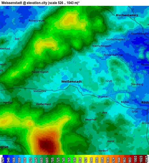 Zoom OUT 2x Weißenstadt, Germany elevation map