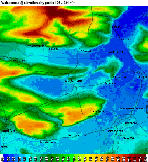 Zoom OUT 2x Weißensee, Germany elevation map