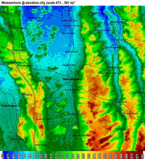 Zoom OUT 2x Weißenhorn, Germany elevation map