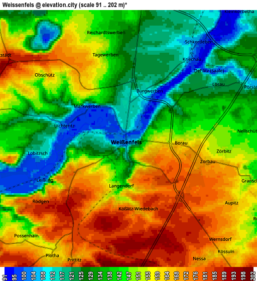 Zoom OUT 2x Weißenfels, Germany elevation map