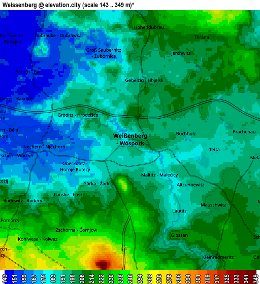 Zoom OUT 2x Weißenberg, Germany elevation map