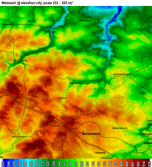 Zoom OUT 2x Weissach, Germany elevation map