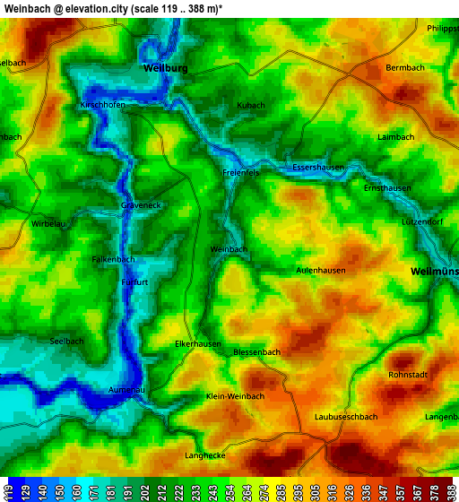 Zoom OUT 2x Weinbach, Germany elevation map