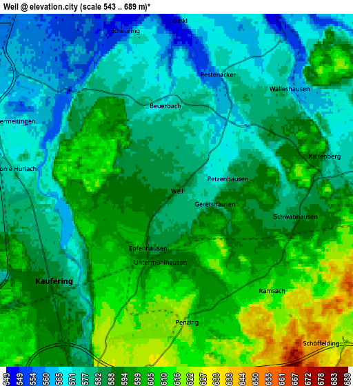 Zoom OUT 2x Weil, Germany elevation map