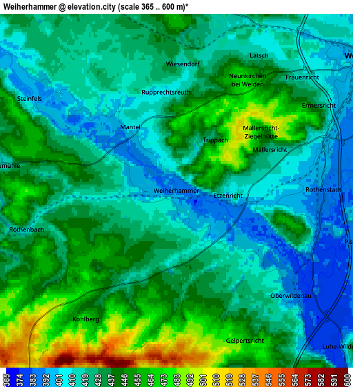 Zoom OUT 2x Weiherhammer, Germany elevation map