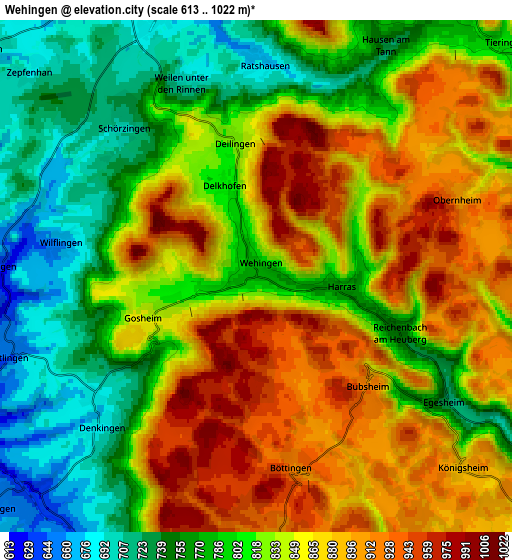 Zoom OUT 2x Wehingen, Germany elevation map