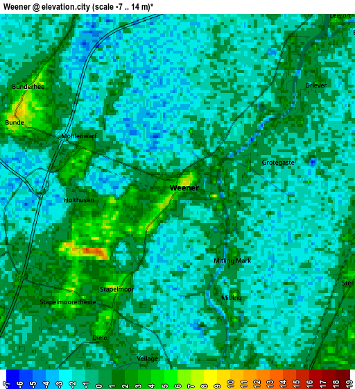 Zoom OUT 2x Weener, Germany elevation map