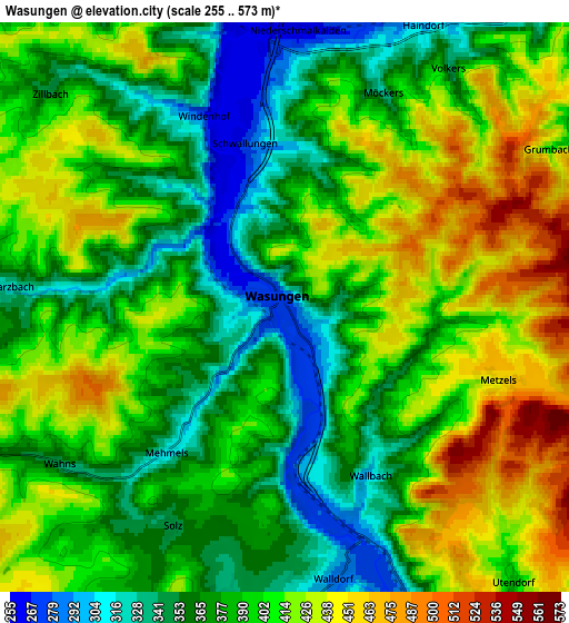 Zoom OUT 2x Wasungen, Germany elevation map